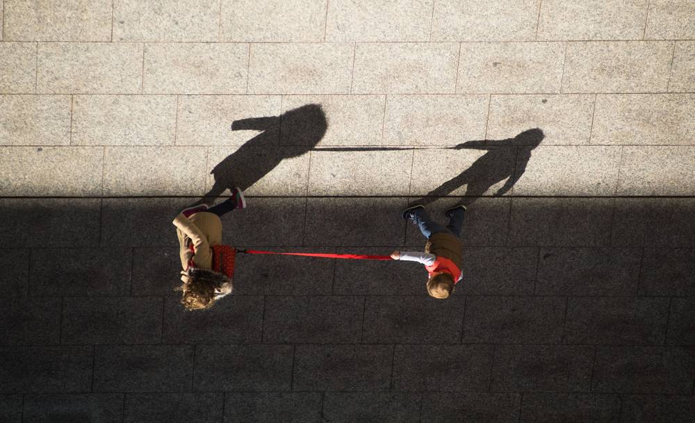 Mother and child walking