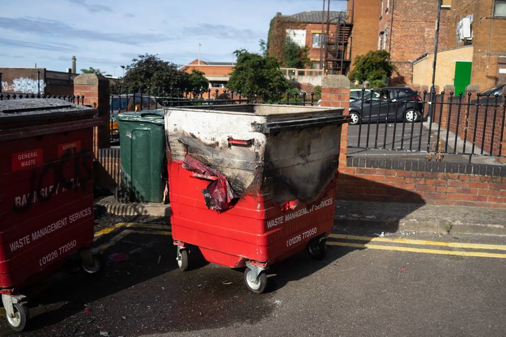 A burnt bin